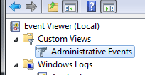 Windows 7 Event Viewer Administrative Events